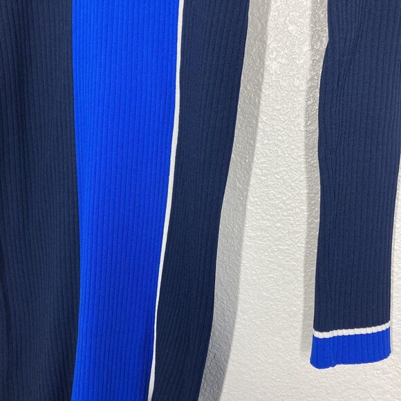 La Ligne New York Dress S Navy Blue Colorblock Ribbed Knit Bodycon Long Sleeve - Picture 5 of 16